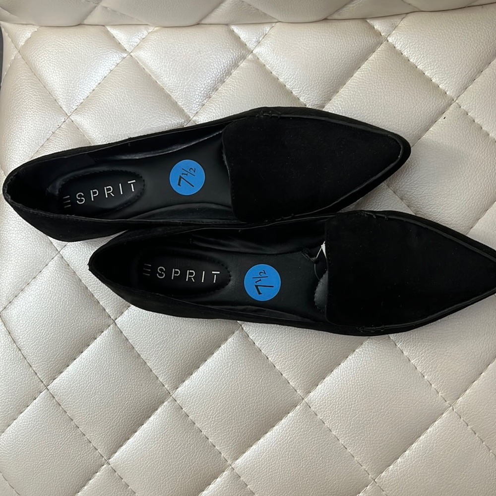 Black suede flats